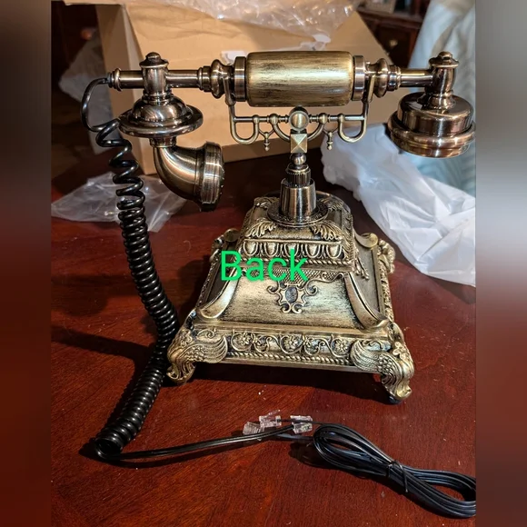 NWOT Jucoan Vintage Bronze Retro Rotary Dial Telephone - Picture 6 of 13